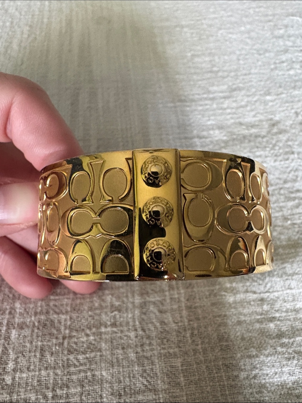 Coach Gold Logo Thick Bangle Bracelet